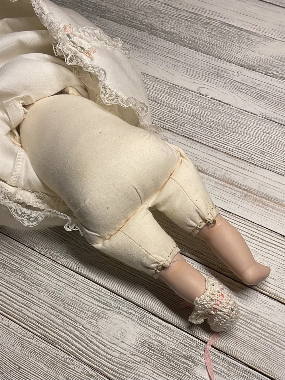 Classic Ivory Lace Baby Doll Gown with Bonnet
